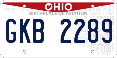 OH license plate GKB2289