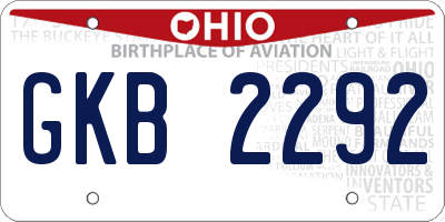 OH license plate GKB2292