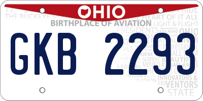 OH license plate GKB2293
