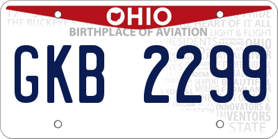 OH license plate GKB2299