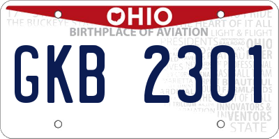 OH license plate GKB2301
