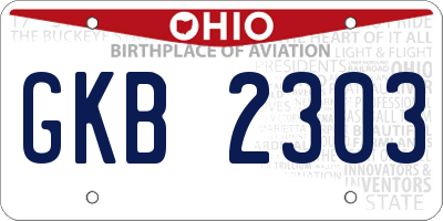 OH license plate GKB2303