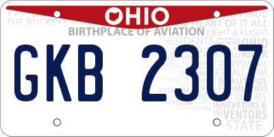 OH license plate GKB2307