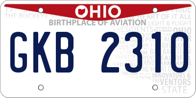 OH license plate GKB2310