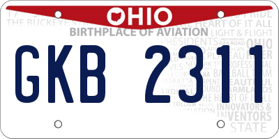 OH license plate GKB2311