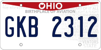 OH license plate GKB2312