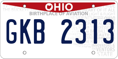 OH license plate GKB2313