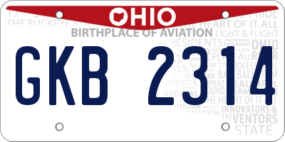 OH license plate GKB2314