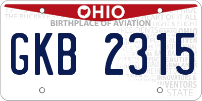 OH license plate GKB2315