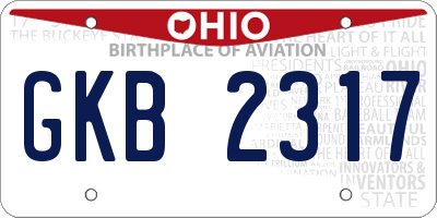 OH license plate GKB2317
