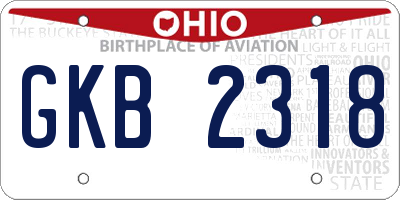 OH license plate GKB2318