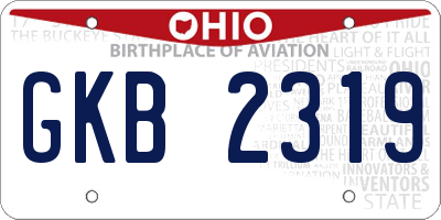 OH license plate GKB2319