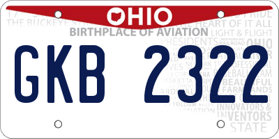 OH license plate GKB2322