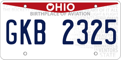 OH license plate GKB2325