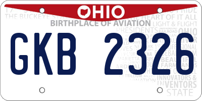 OH license plate GKB2326