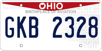 OH license plate GKB2328