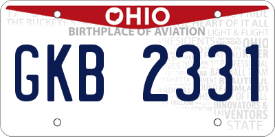 OH license plate GKB2331