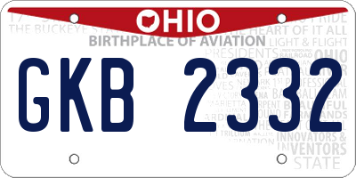 OH license plate GKB2332