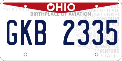 OH license plate GKB2335