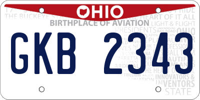 OH license plate GKB2343