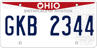 OH license plate GKB2344