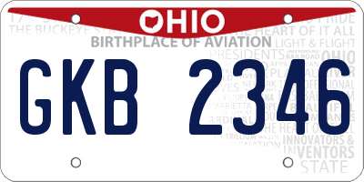 OH license plate GKB2346