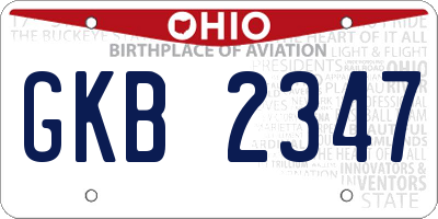 OH license plate GKB2347