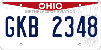 OH license plate GKB2348