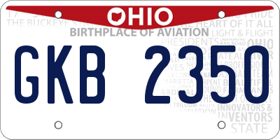 OH license plate GKB2350