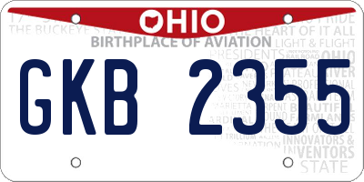 OH license plate GKB2355