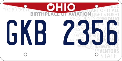 OH license plate GKB2356