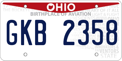 OH license plate GKB2358
