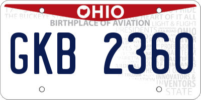 OH license plate GKB2360