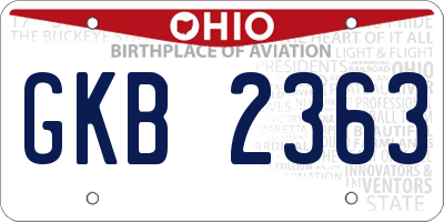 OH license plate GKB2363