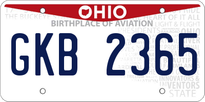 OH license plate GKB2365