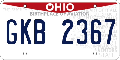 OH license plate GKB2367