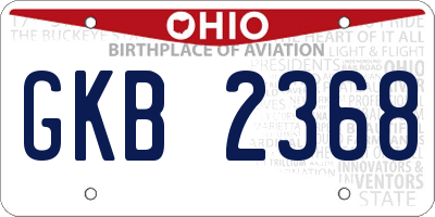 OH license plate GKB2368
