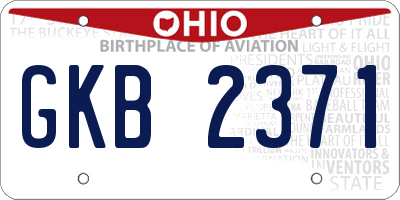 OH license plate GKB2371