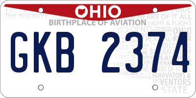 OH license plate GKB2374