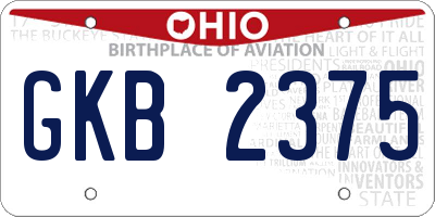 OH license plate GKB2375