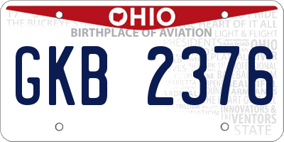 OH license plate GKB2376