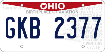 OH license plate GKB2377