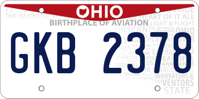 OH license plate GKB2378