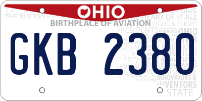 OH license plate GKB2380