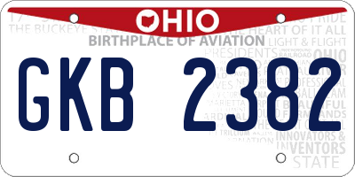 OH license plate GKB2382