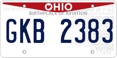 OH license plate GKB2383