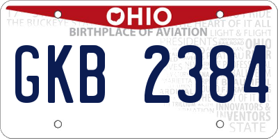 OH license plate GKB2384