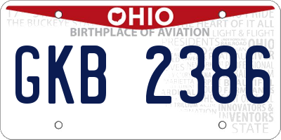 OH license plate GKB2386