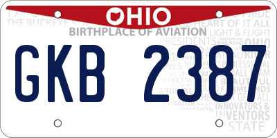 OH license plate GKB2387