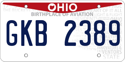 OH license plate GKB2389